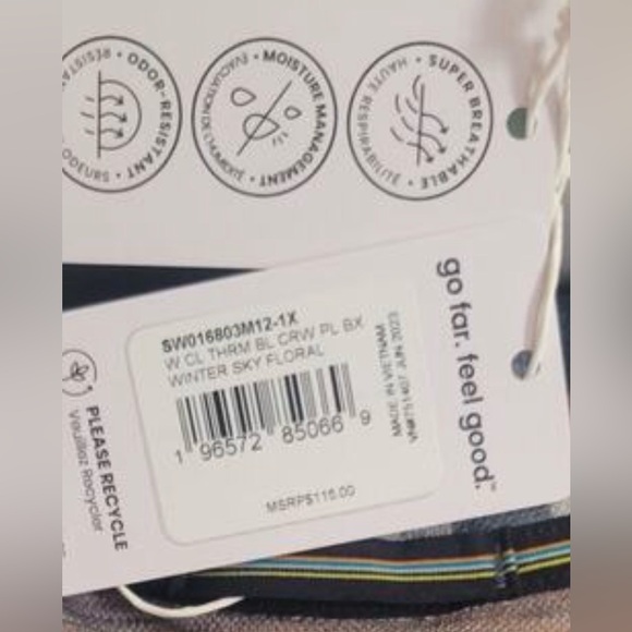 Smartwool crew neck Merino Wool base layer top Winter Sky floral women’s 1X NEW - Picture 8 of 8